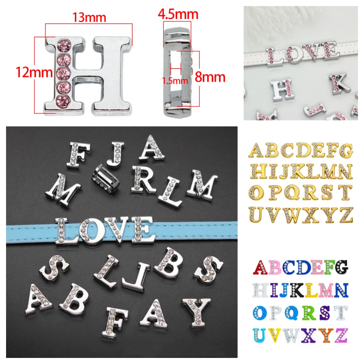 50PC/lot Hole 8MM Slide Letter - Crystal Bead Mix review and price